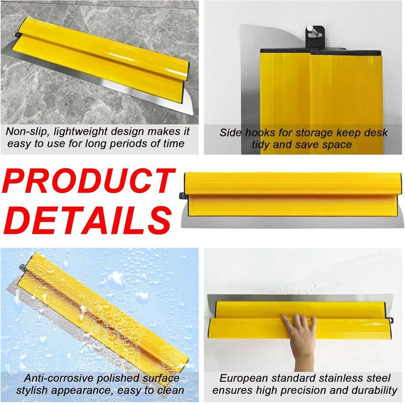 YLTOLOO Drywall Skimming Blade Set, 16”+24”+32” Skimming Blade With Ergonomic Aluminum Body, 0.4mm Stainless Steel Blade Drywall Trowel for Plasterboard and Wallboard - Image 4